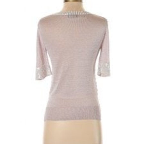 Rondina Sequin Beaded Metallic Knit Top Lavender Sz XS - Picture 2 of 10